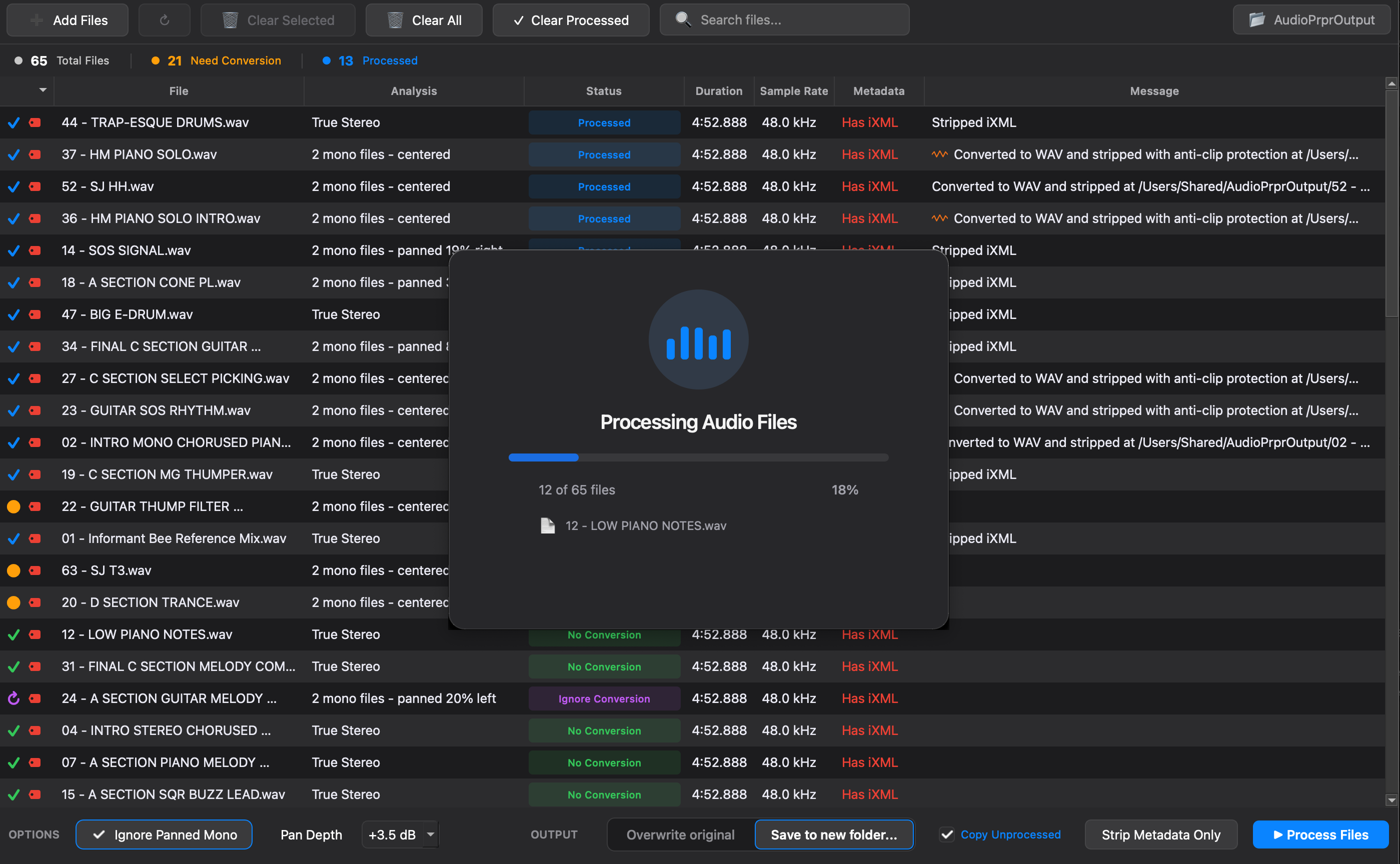 AudioPrpr processing files